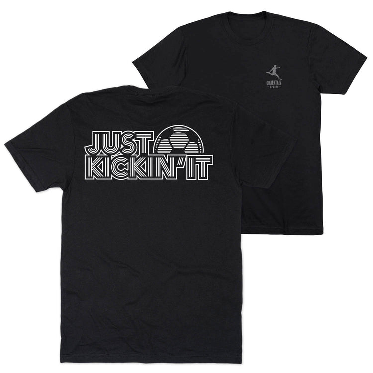 Soccer Short Sleeve T-Shirt - Just Kickin' It (Back Design) [Youth Medium/Black] - SS