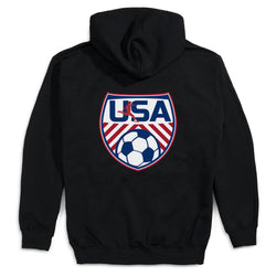 Soccer Hooded Sweatshirt - Soccer USA (Back Design) [Black/Youth Medium] - SS