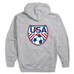 Soccer Hooded Sweatshirt - Soccer USA (Back Design) [Gray/Adult Large] - SS