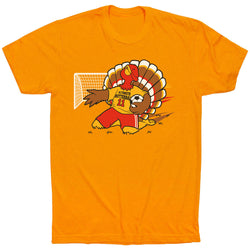 Soccer Short Sleeve T-Shirt - Gobbling Goals [Adult X-Small/Orange] - SS