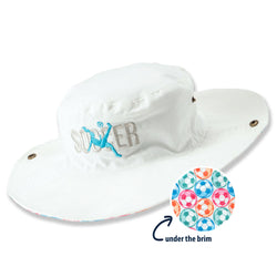 White soccer themed bucket hat