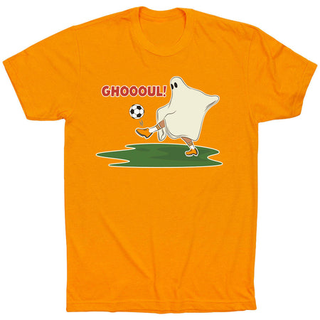 Soccer Short Sleeve T-Shirt - Soccer Ghoul [Adult Medium/Orange] - SS