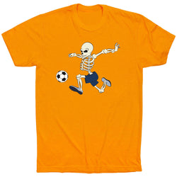 Soccer Short Sleeve T-Shirt - Skeleton Striker [Adult Medium/Orange] - SS