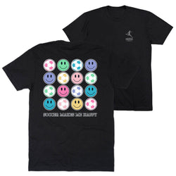 Soccer Short Sleeve T-Shirt - Soccer Makes Me Happy (Back Design) [Youth Medium/Black] - SS