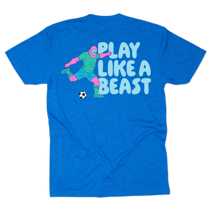Soccer Short Sleeve T-Shirt - Play Like a Beast Soccer (Back Design)