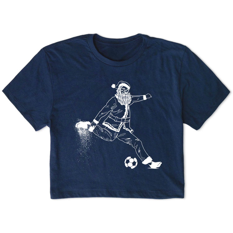 Soccer Short Sleeve Crop Tee - Santa Soccer