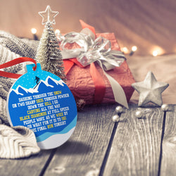 Skiing Round Ceramic Ornament - Jingle All the Way