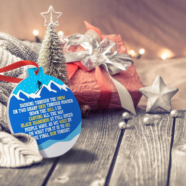 Skiing Round Ceramic Ornament - Jingle All the Way