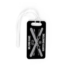 Skiing Bag/Luggage Tag - Personalized Text with Crossed Skis