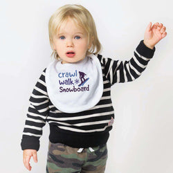 Snowboarding Baby Bib - Crawl Walk Snowboard