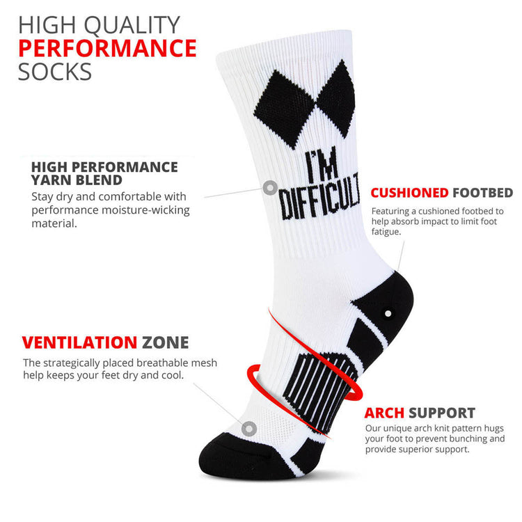 Skiing & Snowboarding Woven Mid-Calf Socks - I'm Difficult