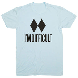 Skiing & Snowboarding Short Sleeve T-Shirt - I'm Difficult [Adult Medium/Light Blue] - SS