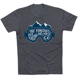 Skiing & Snowboarding Short Sleeve T-Shirt - The Mountains Are Calling [Charcoal/Youth Large] - SS