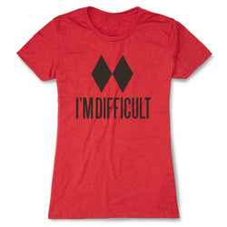 Skiing & Snowboarding Women's Everyday Tee - I'm Difficult [Adult Medium/Red] - SS