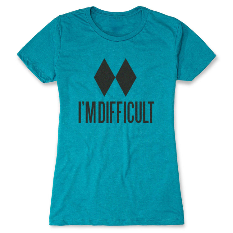 Skiing & Snowboarding Women's Everyday Tee - I'm Difficult [Adult Medium/Teal] - SS