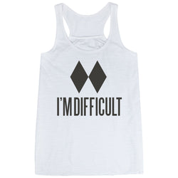 Skiing & Snowboarding Flowy Racerback Tank Top - I'm Difficult [Adult Medium/White] - SS