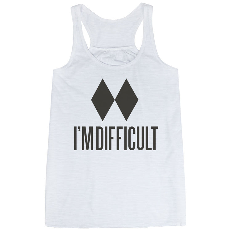 Skiing & Snowboarding Flowy Racerback Tank Top - I'm Difficult [Adult Medium/White] - SS