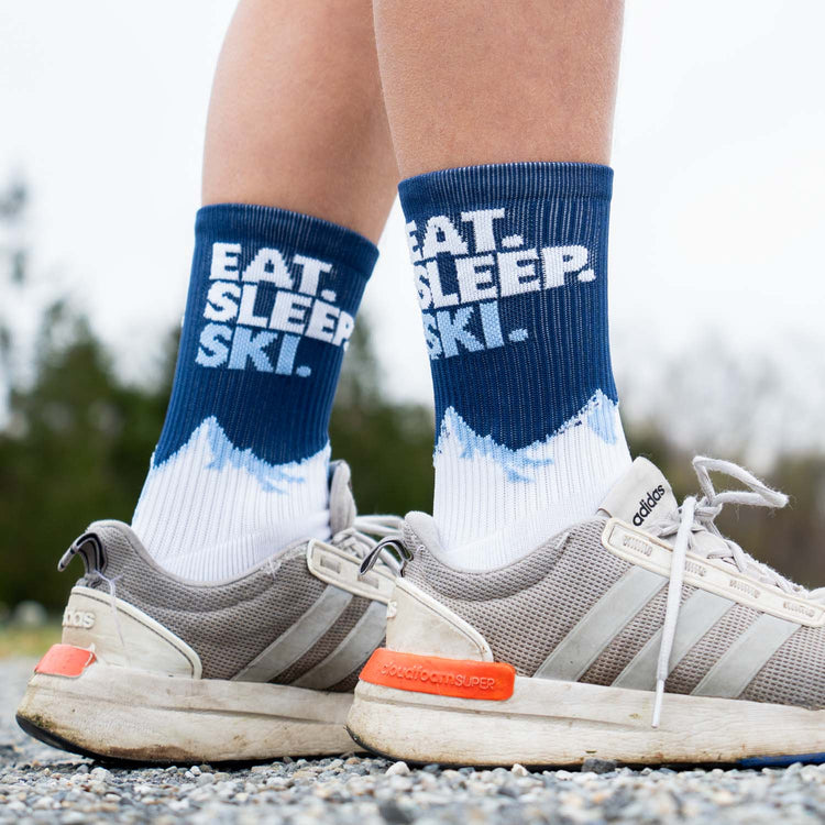 Skiing Woven Mid-Calf Socks - Eat. Sleep. Ski