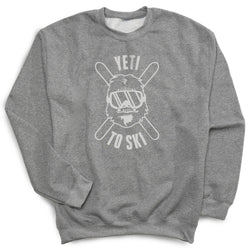 Skiing Crew Neck Sweatshirt - Yeti To Ski [Adult X-Large/Gray] - SS