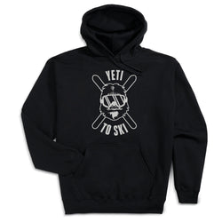 Skiing Hooded Sweatshirt - Yeti To Ski [Adult Small/Black] - SS