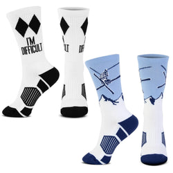 Skiing Woven Mid-Calf Sock Set - Black Diamond