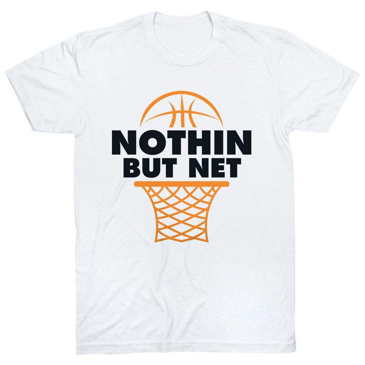 Basketball Tshirt Short Sleeve Nothin But Net [White/Youth Medium] - SS