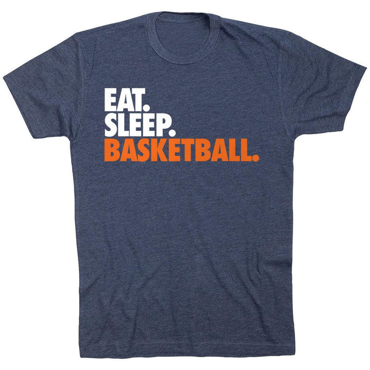 Basketball T-Shirt Short Sleeve Eat. Sleep. Basketball. [Navy/Youth Large] - SS