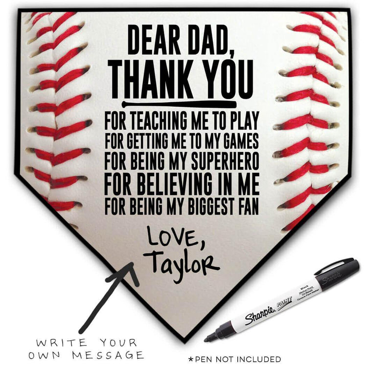 Baseball Home Plate Plaque - Dear Dad - SS
