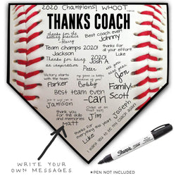Baseball Home Plate Plaque - Thanks Coach - SS
