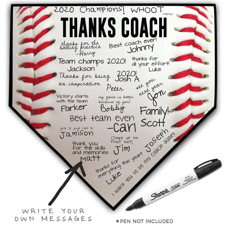 Baseball Home Plate Plaque - Thanks Coach - SS