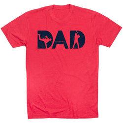 Baseball T-Shirt Short Sleeve - Baseball Dad Silhouette [Red/Adult Small] - SS