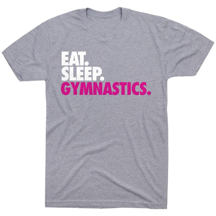 Gymnastics T-Shirt Short Sleeve Eat. Sleep. Gymnastics. [Gray/Adult Large] - SS
