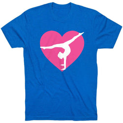 Gymnastics Short Sleeve T-Shirt - Gymnast Heart [Royal/Adult Small] - SS