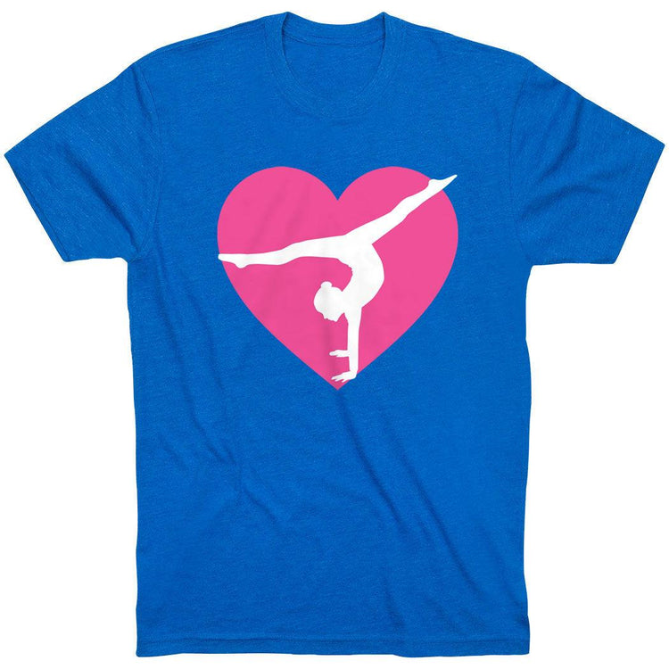 Gymnastics Short Sleeve T-Shirt - Gymnast Heart [Royal/Adult Small] - SS