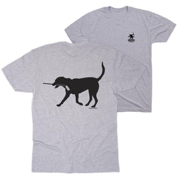 Hockey Short Sleeve T-Shirt - Howe the Hockey Dog (Back Design) [Gray/Adult X-Large] - SS