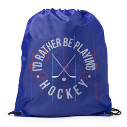 Hockey Drawstring Backpack - Rather Be Playing Hockey [Royal] - SS