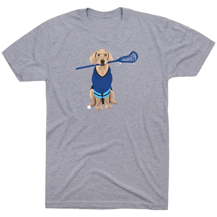 Guys Lacrosse Short Sleeve T-Shirt - Laxer the Lacrosse Dog [Gray/Youth X-Small] - SS