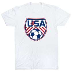 Soccer Short Sleeve T-Shirt - Soccer USA [White/Adult Medium] - SS