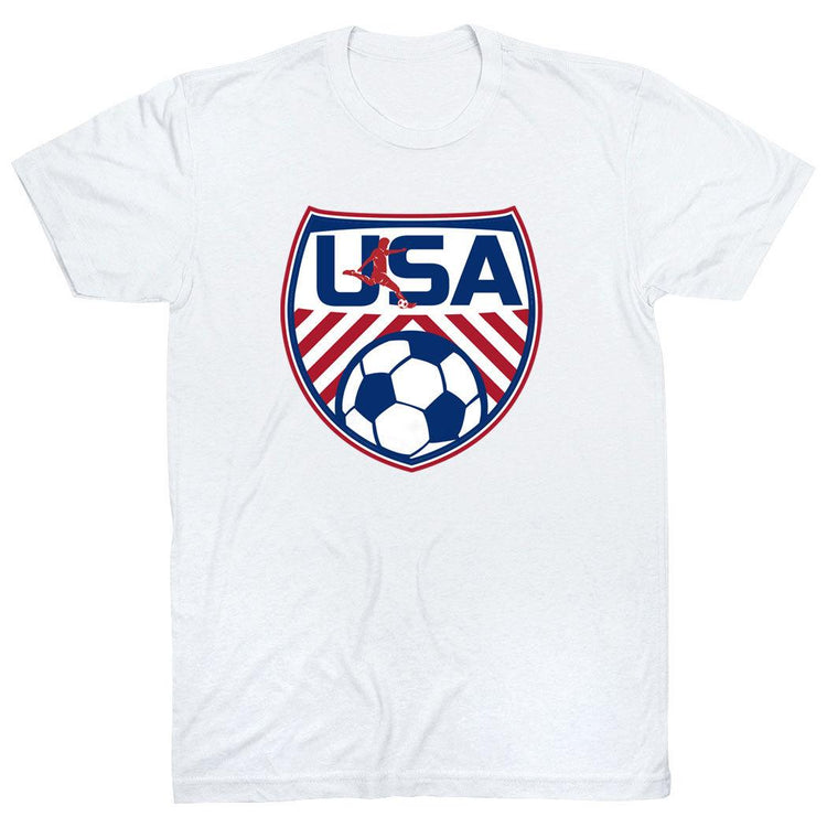 Soccer Short Sleeve T-Shirt - Soccer USA [White/Youth Small] - SS