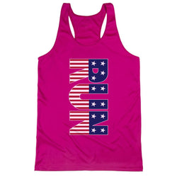 Women's Racerback Performance Tank Top - Patriotic Run [Pink/Adult Large] - SS