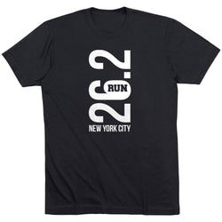 Running Short Sleeve T-Shirt - New York City 26.2 Vertical [Black/Adult X-Large] - SS