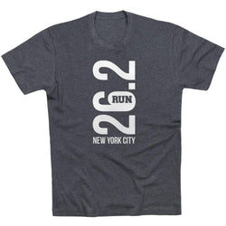 Running Short Sleeve T-Shirt - New York City 26.2 Vertical [Charcoal/Adult X-Large] - SS
