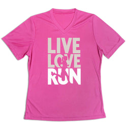 Women's Short Sleeve Tech Tee - Live Love Run Silhouette [Pink/Adult Medium] - SS