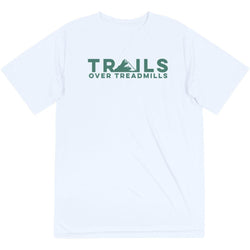 Men's Running Short Sleeve Performance Tee - Trails Over Treadmills [White/Adult Large] - SS