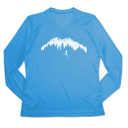 Women's Long Sleeve Tech Tee - Trail Runner in the Mountains [Carolina/Adult X-Small] - SS