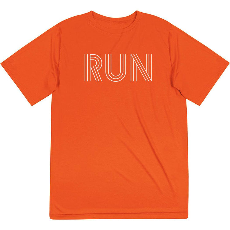Men's Running Short Sleeve Performance Tee - Run Lines [Orange/Adult X-Large] - SS