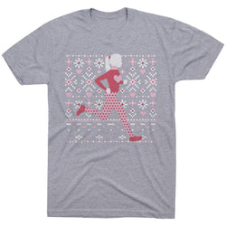 Running Short Sleeve T-Shirt - Heart Sweater Run [Gray/Adult Medium] - SS