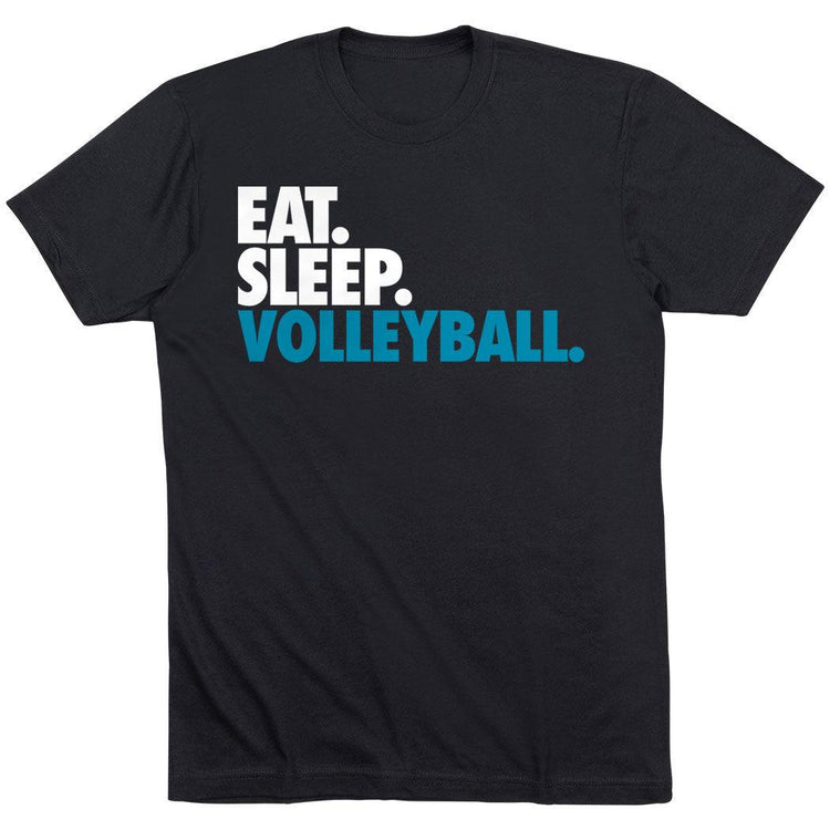 Volleyball T-Shirt Short Sleeve Eat. Sleep. Volleyball. [Black/Adult Large] - SS