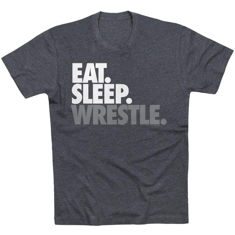 Wrestling T-shirt Short Sleeve Eat. Sleep. Wrestle. [Charcoal/Youth Large] - SS