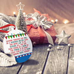 Swimming Round Ceramic Ornament - Jingle All the Way